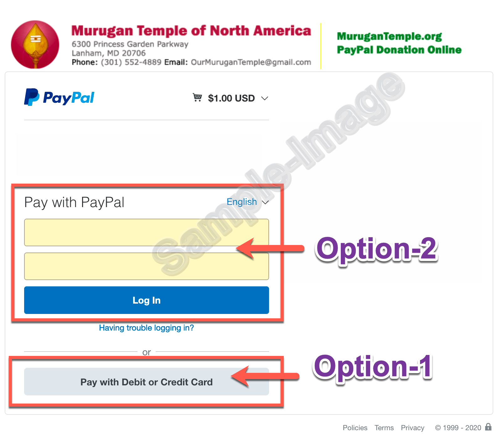Options within PayPal